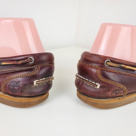 TIMBERLAND Amherst Boat Shoes Leather Flat Brown Classic 2 eye Men Size 8 - Picture 6 of 14